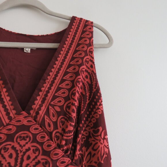 ANTHROPOLOGIE PILCRO Crimson Cotton Pilcro Burnout V-Neck Velvety Dress - Size 4 - Picture 8 of 16